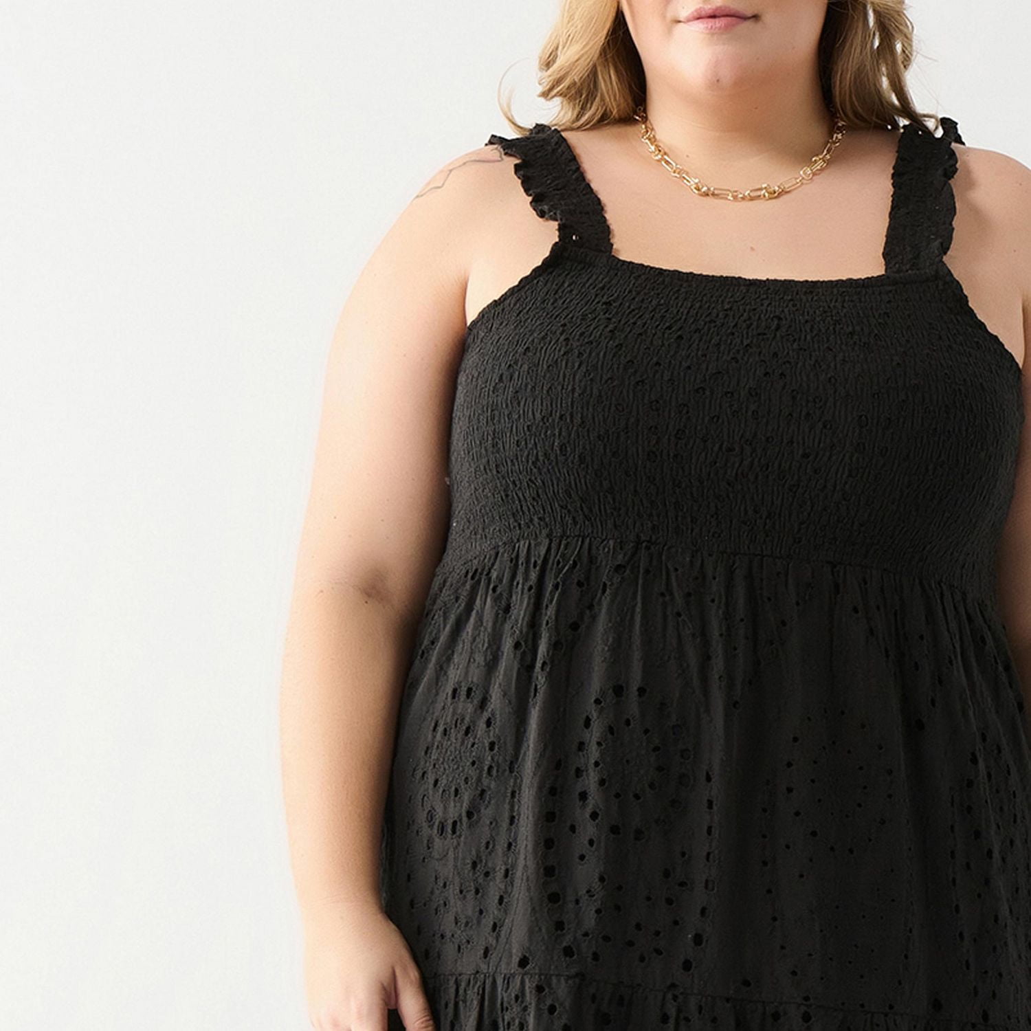 DV Smocked bodice lace eyelet maxi dress