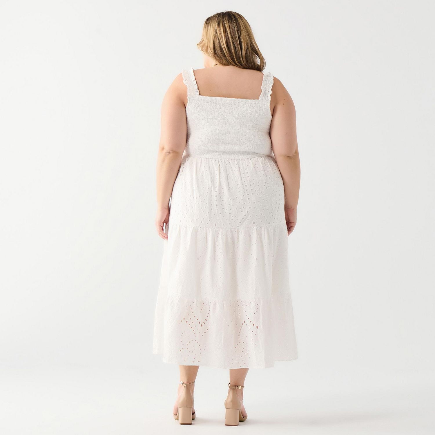 DV Smocked bodice lace eyelet maxi dress