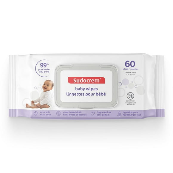 Sudocrem® Pure Water Baby Wipes - 60ct, 99% pure water formula