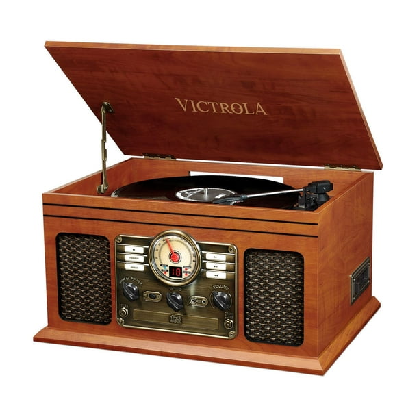 Tourne-disque nostalgique bluetooth Victrola 6-en-1 avec platine vinyle à 3 vitesses