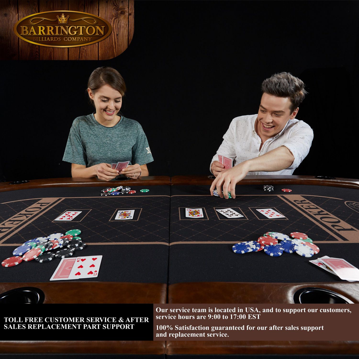 Barrington Charleston Foldable 10 Player Brown Poker Table, No 