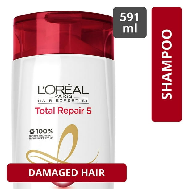 L'Oreal Paris Hair Expertise Total Repair 5 Shampooing, Cheveux Abimes 591 ml