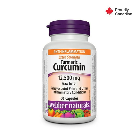 Webber Naturals® Extra Strength Turmeric Curcumin 12,500 mg (raw herb), 60 Vegetarian Capsules