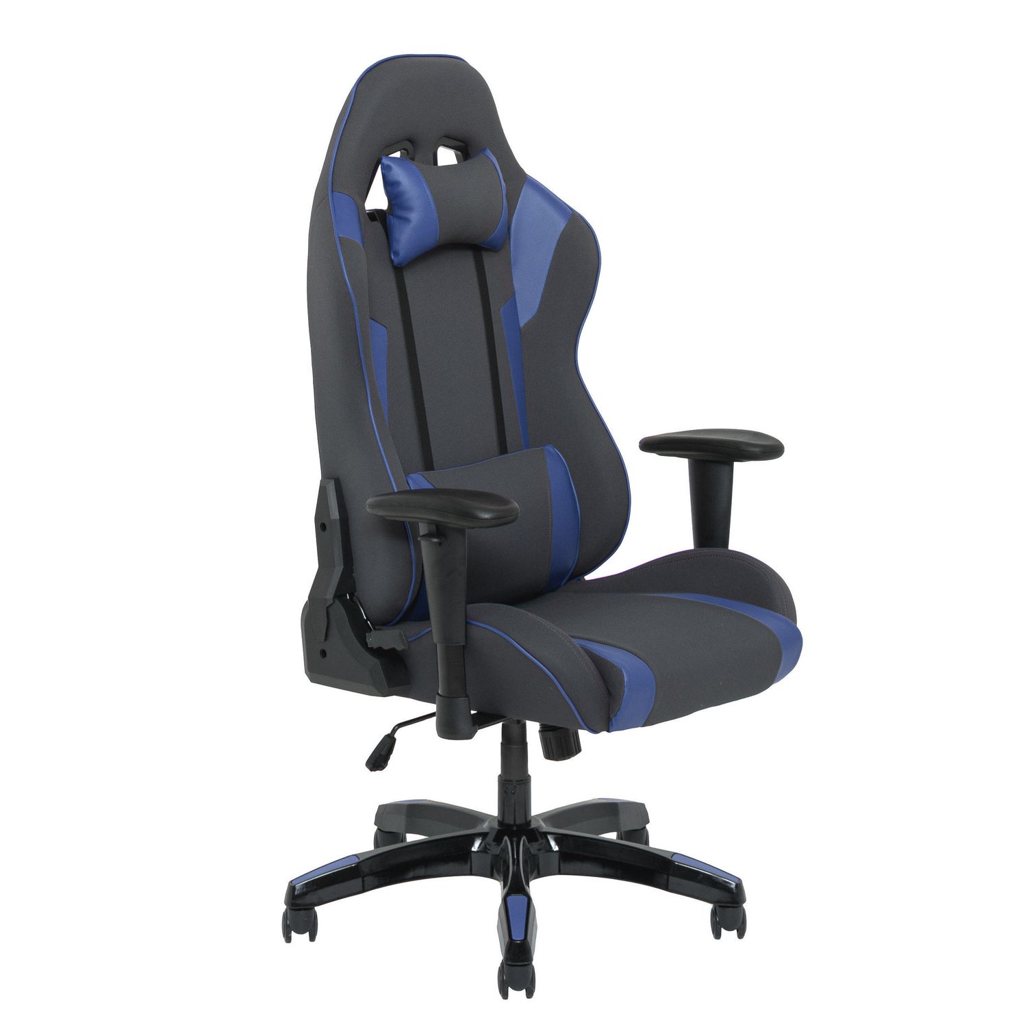 CorLiving Ergonomic Grey Mesh And Blue Leatherette High Back Gaming