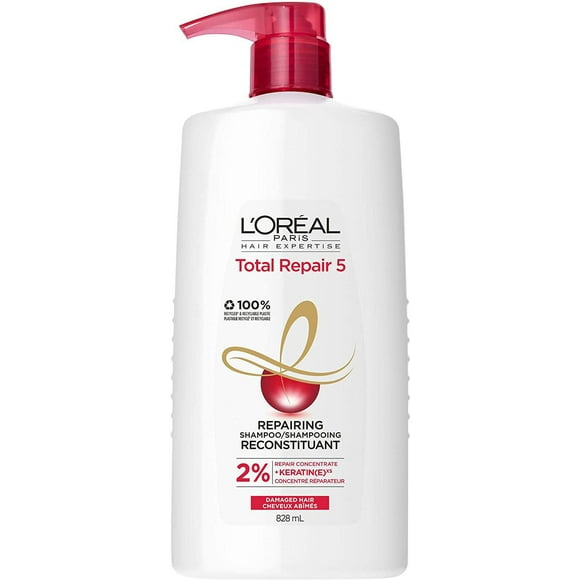 L'Oreal Paris Hair Expertise Total Repair 5 Shampoo, Rich Nourishment, Exquisite Softness, 828 mL