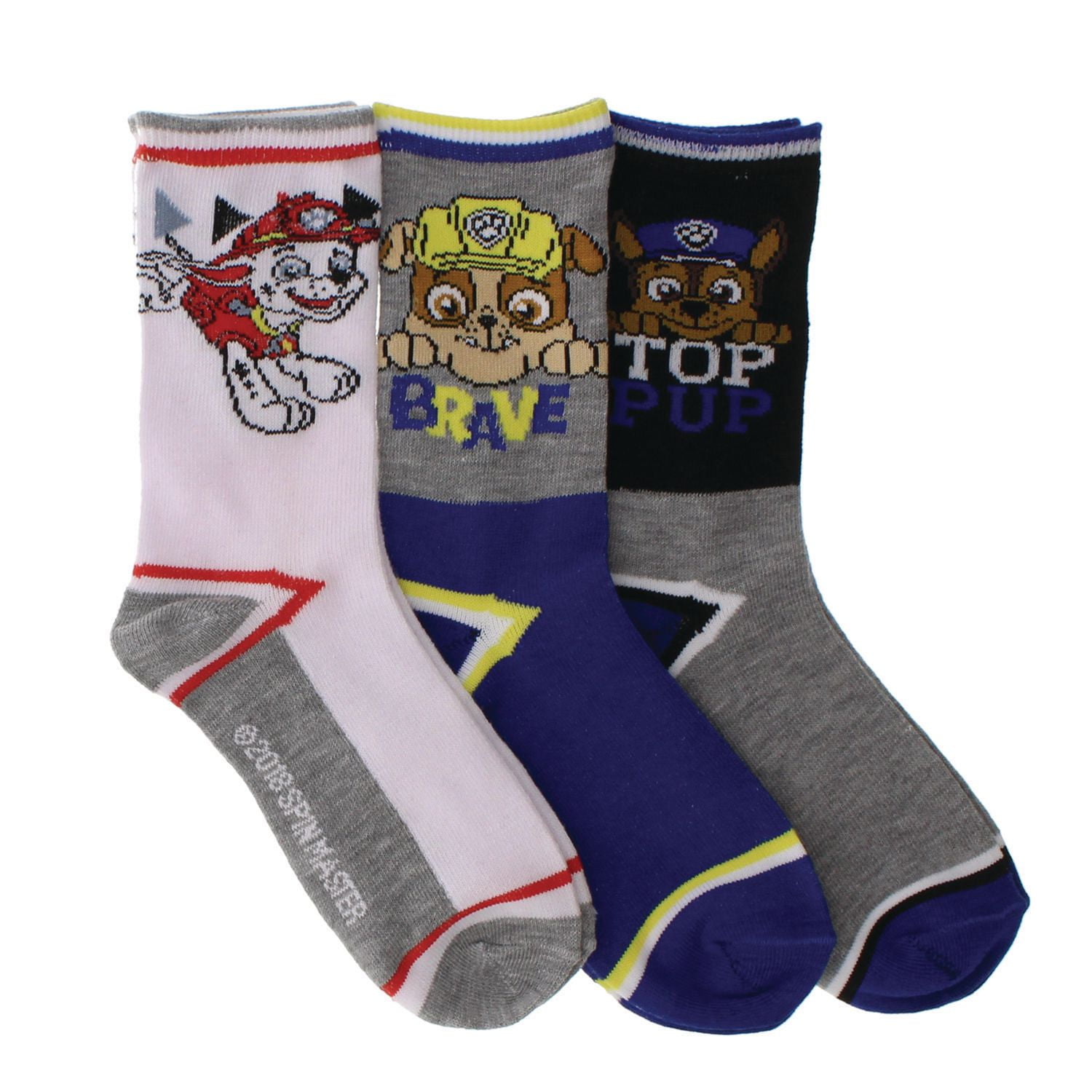 PAW Patrol Boys 3pk Crew, Shoe Sizes: 5-10 & 11-2