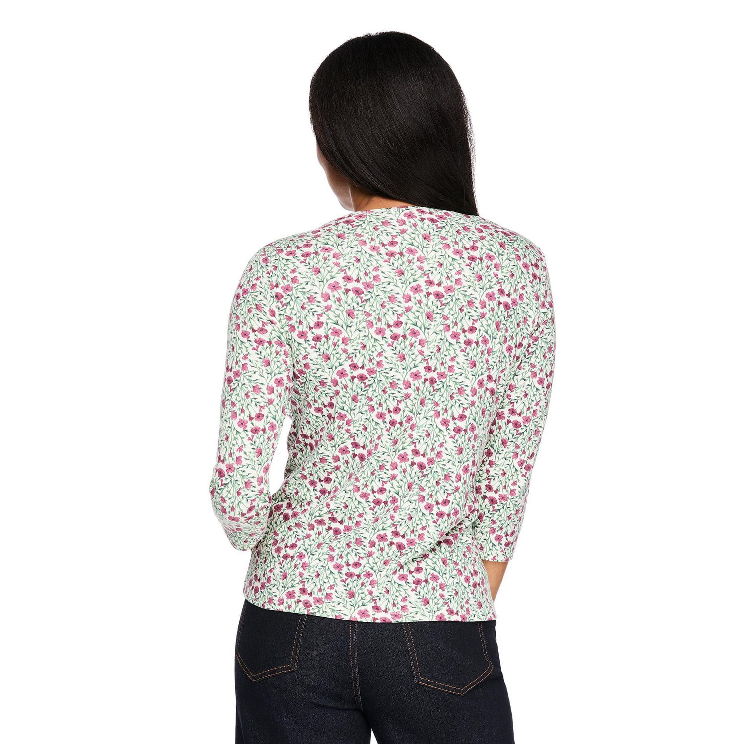 T-shirt imprimé à encolure dégagée Karen Scott pour femmes