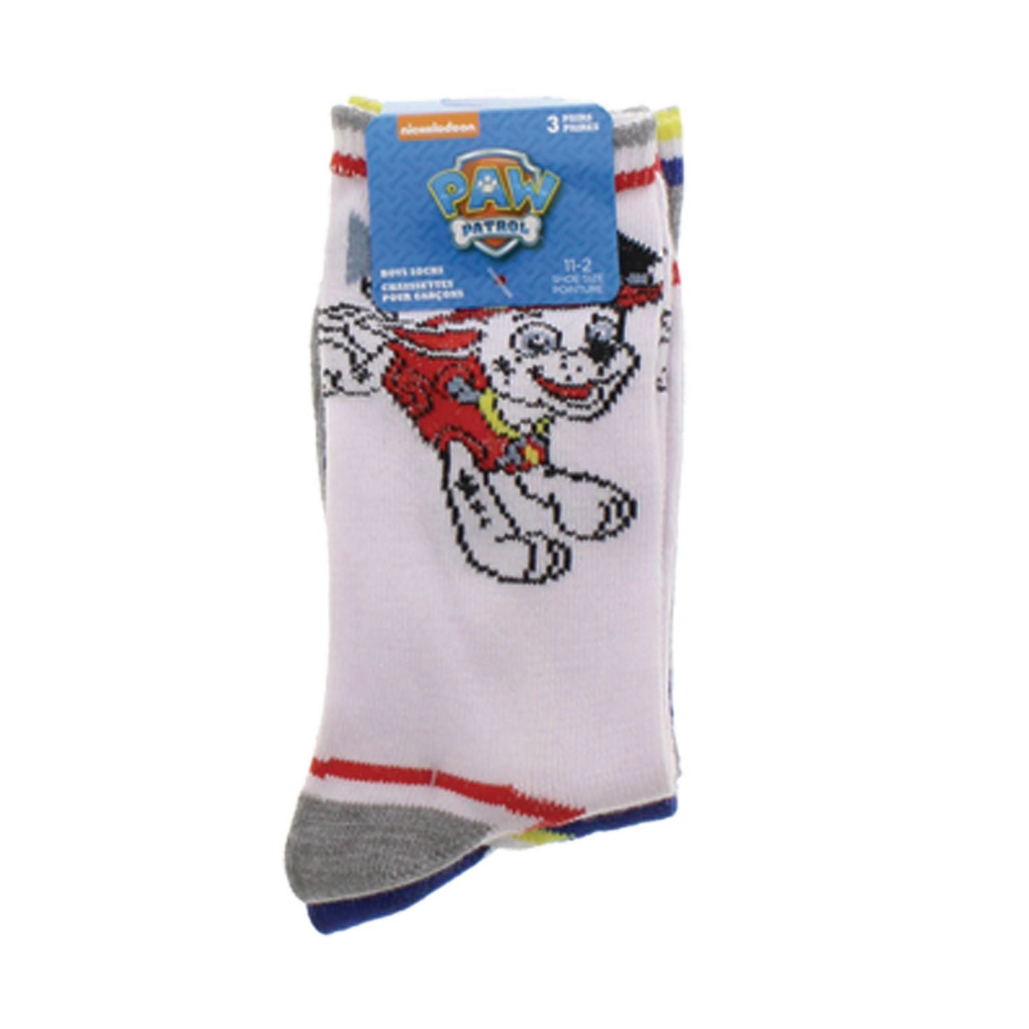 Paquet de 3 paires de chaussettes Paw Patrol pour garcons Pointure: 5-10 & 11-2