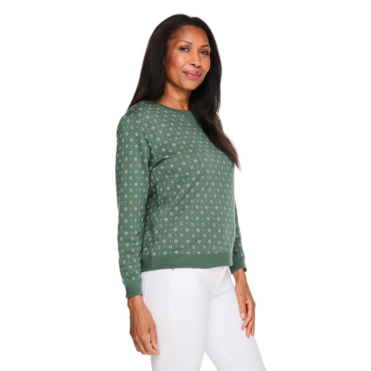 Karen Scott Women's Crew-Neck Printed Sweatshirt