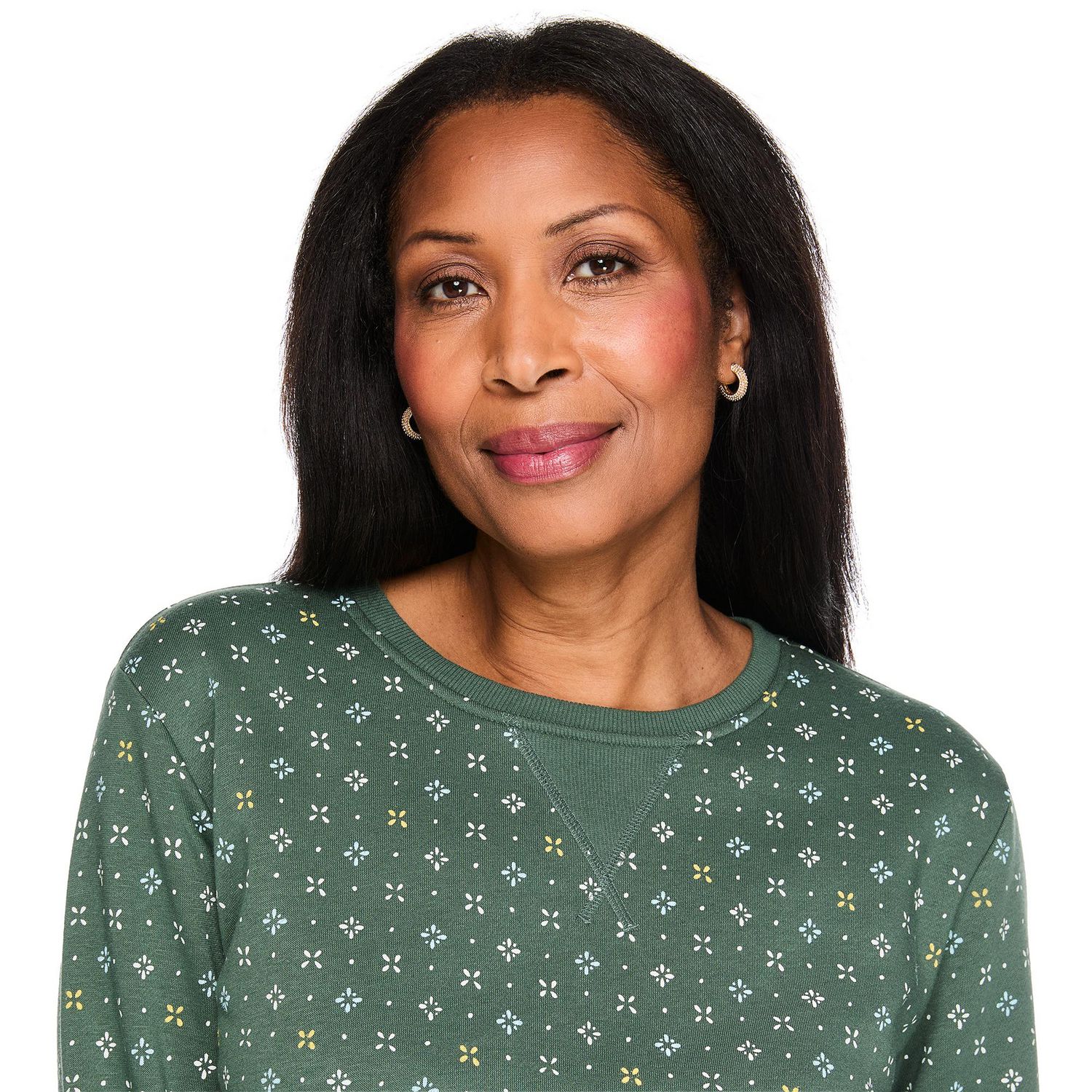 Karen Scott Women's Crew-Neck Printed Sweatshirt