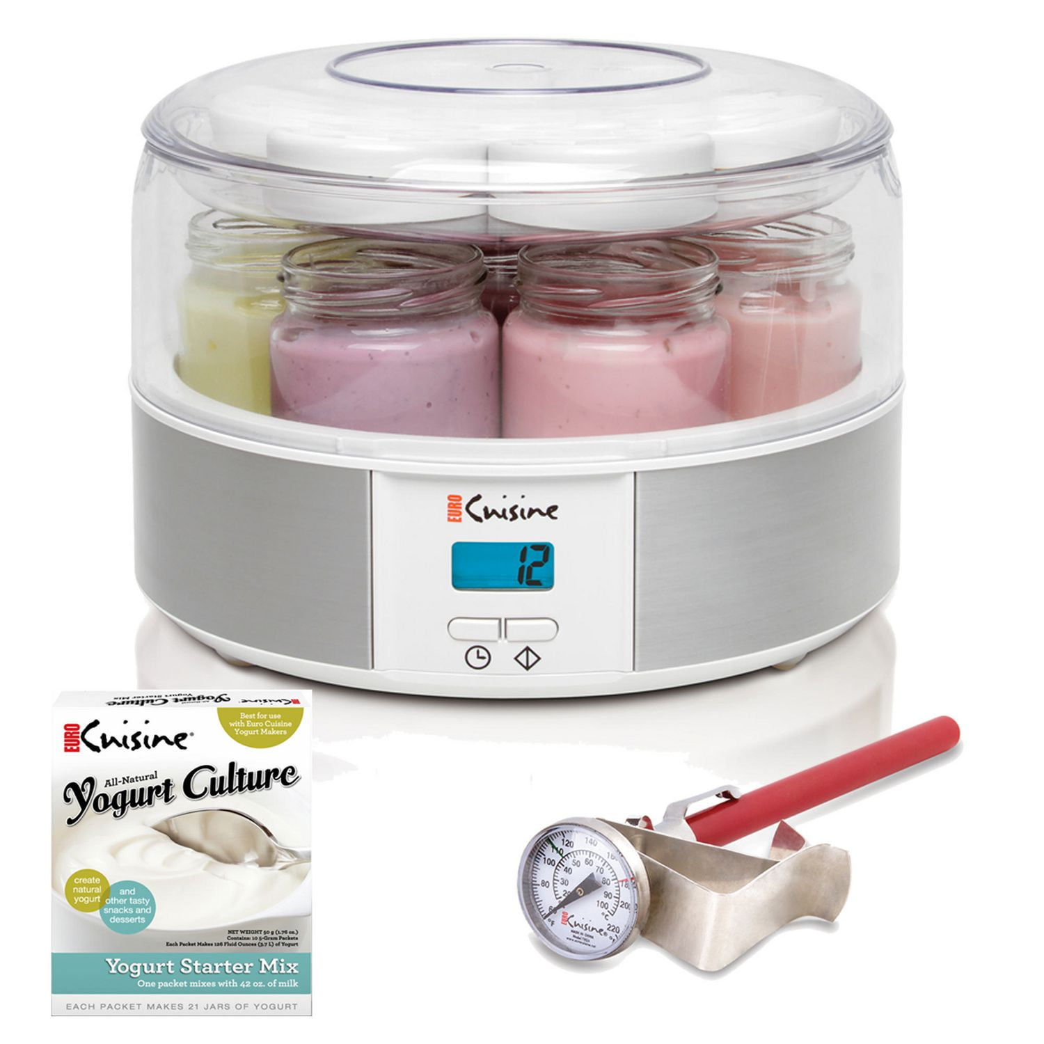 Euro Cuisine, Digital Yogurt Maker with Accessories Kit, White and