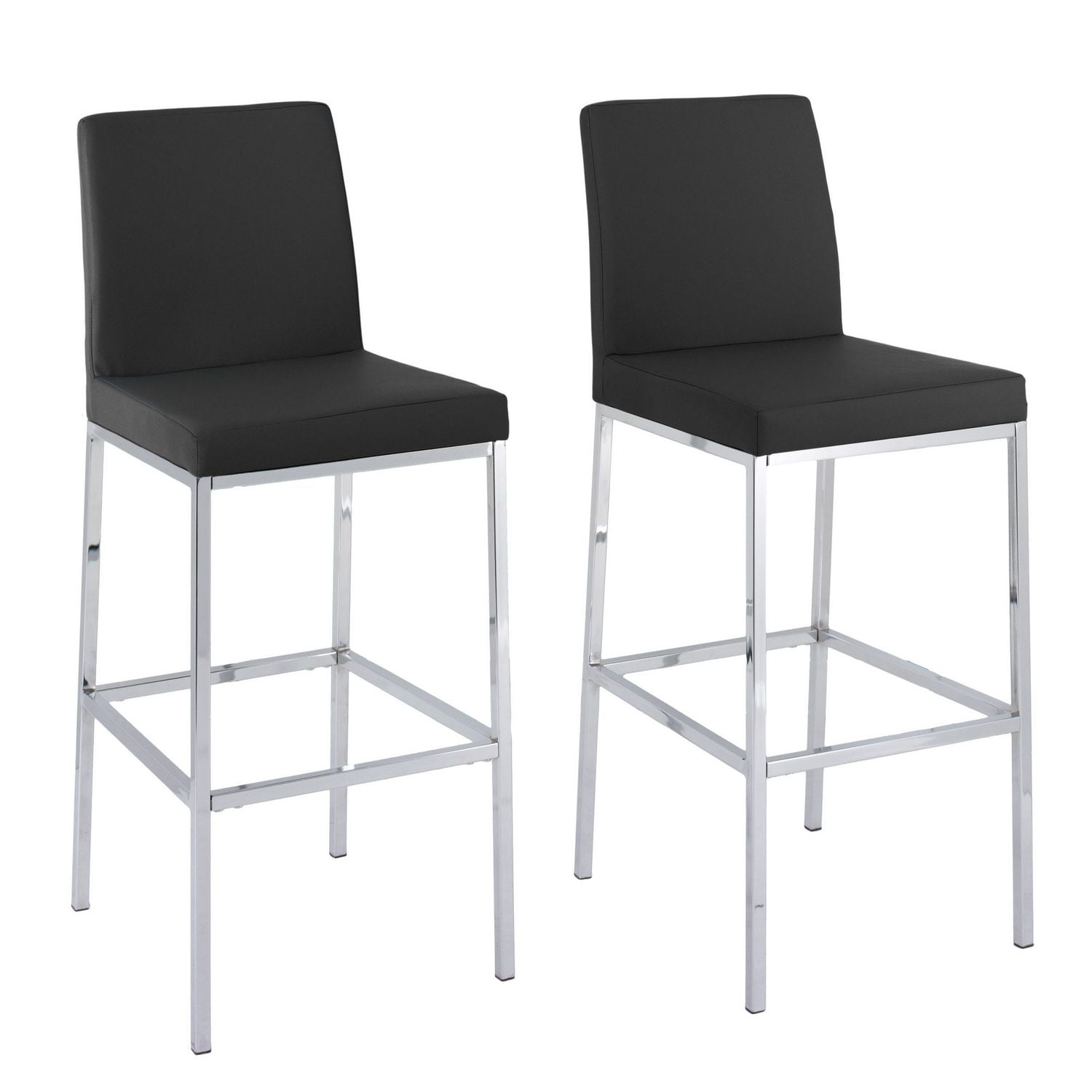 CorLiving Huntington Chrome And Black Leatherette bar Stools Walmart