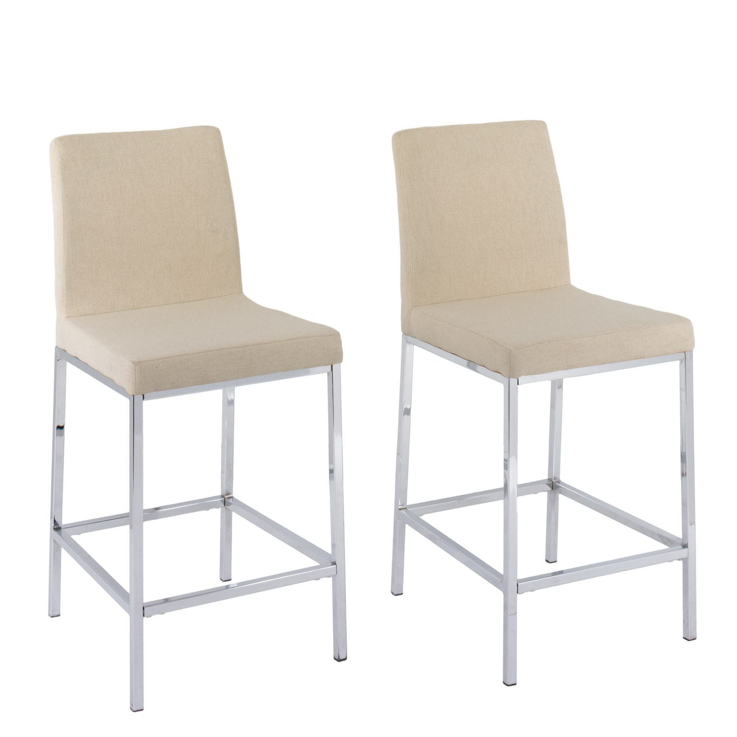 Corliving Huntington Chrome And Beige Fabric Bar Stools Canada