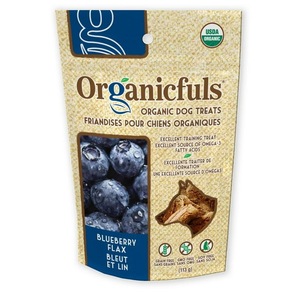Friandises organiques pour chiens d'Organicfuls - bleuet et lin 113 g