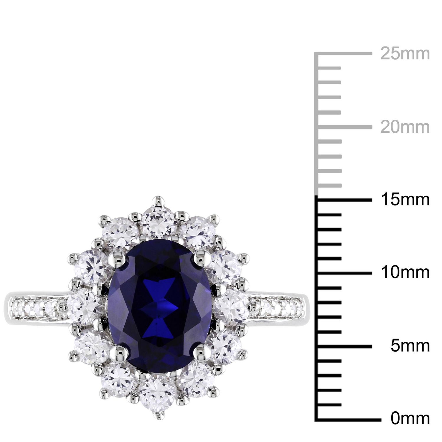 Tangelo 4 Carat T.G.W. Created Blue and White Sapphire Diamond-Accent Sterling Silver Halo Ring