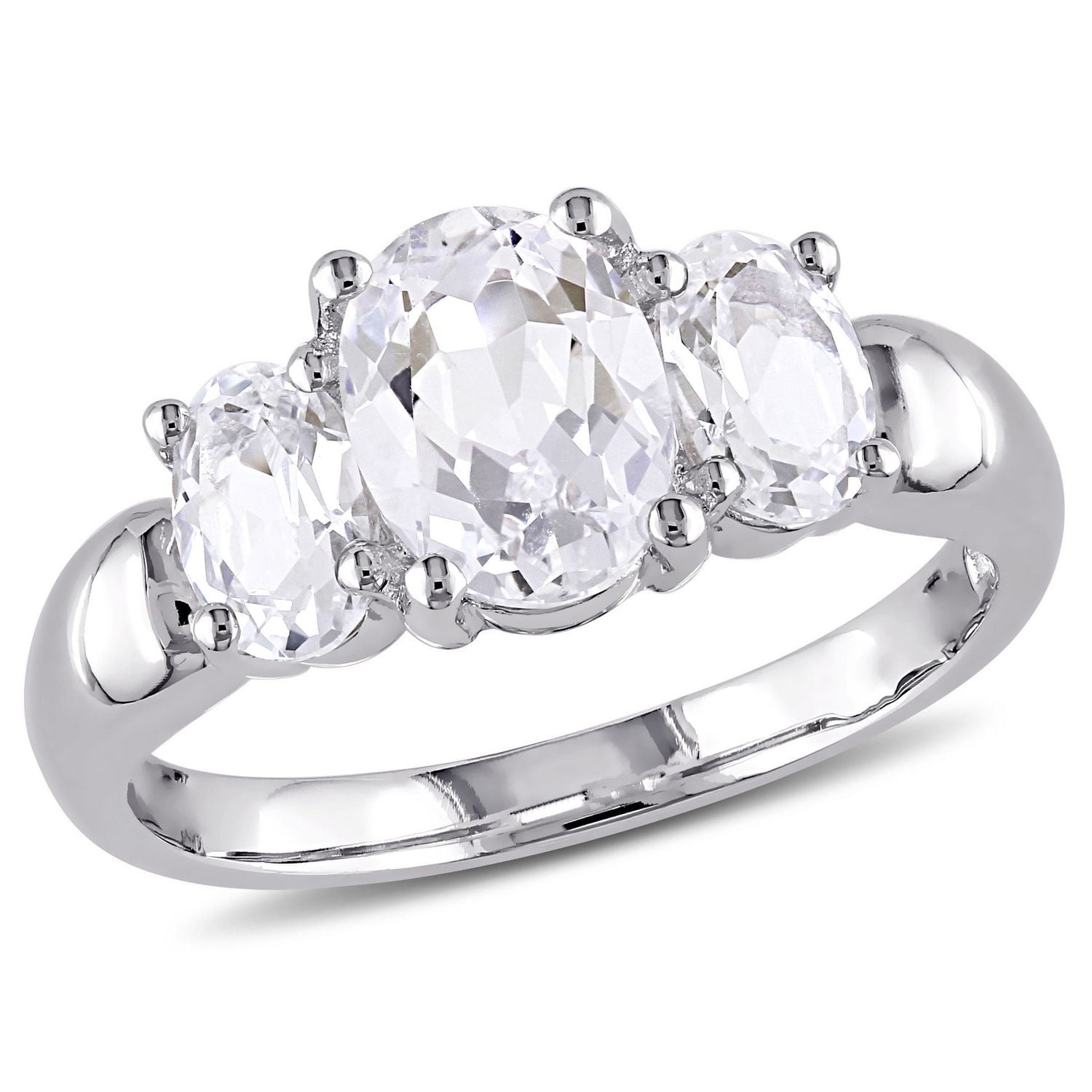 Miabella 3.50 Carat T.G.W. Created White Sapphire Sterling Silver Three-Stone Ring