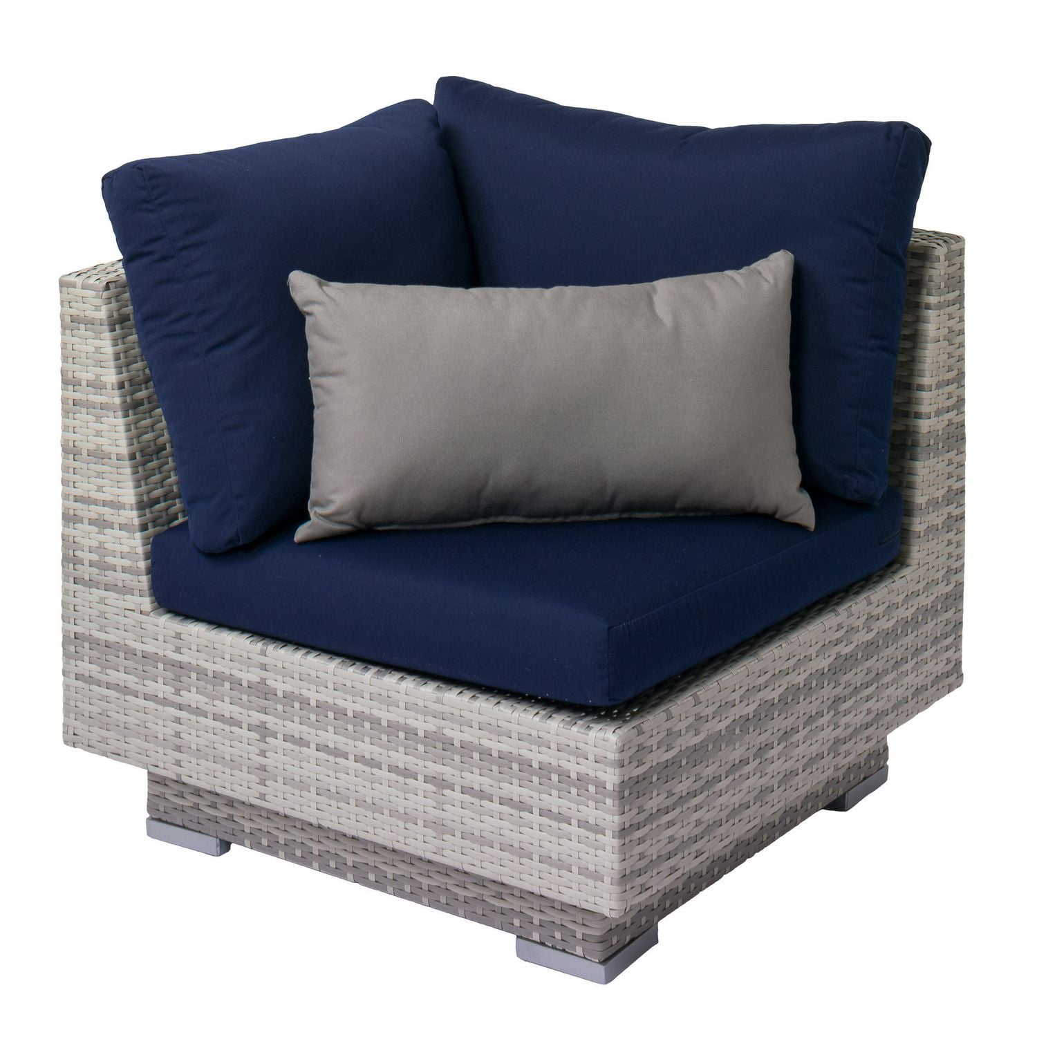 CorLiving Azure Outdoor Patio Wicker Corner Chair with Navy Sunbrella Cushions Walmart Canada