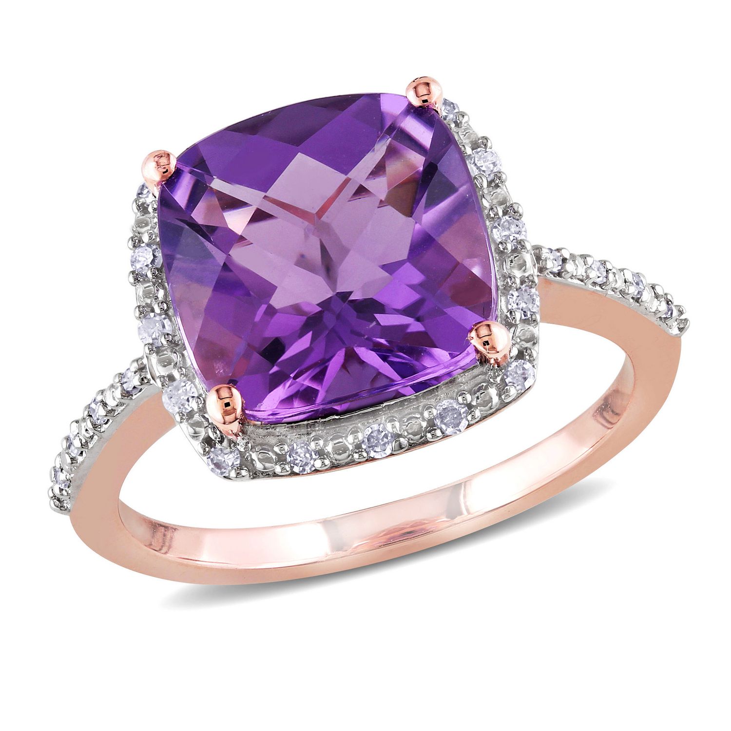 Tangelo 3.50 Carat T.G.W. Amethyst and Diamond-Accent 10 K Rose Gold ...