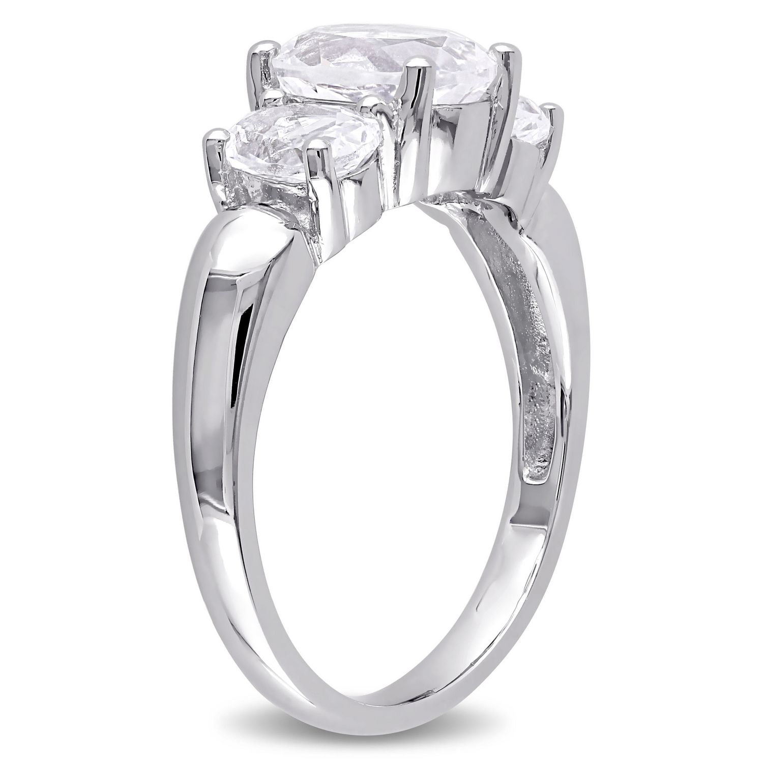 Miabella 3.50 Carat T.G.W. Created White Sapphire Sterling Silver Three-Stone Ring
