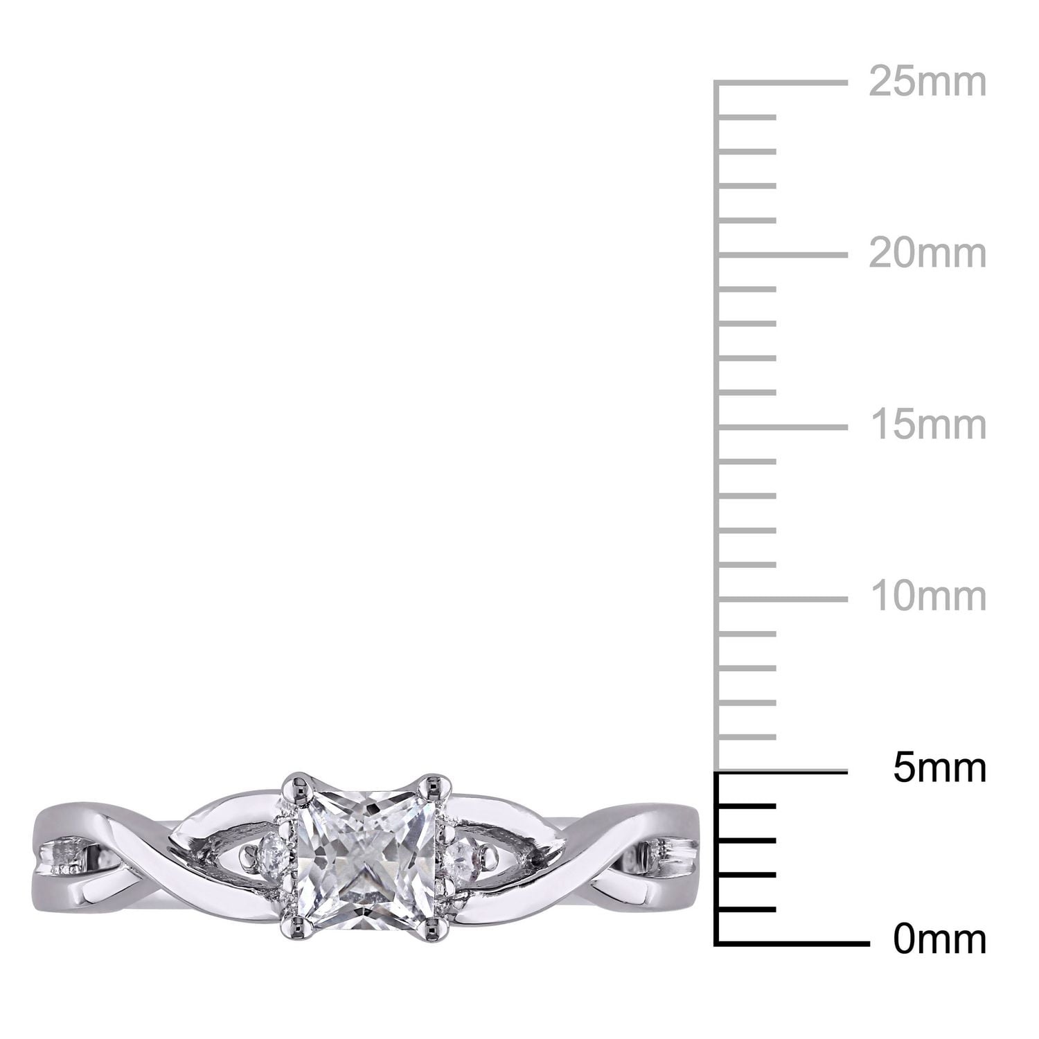 Miabella 0.38 Carat T.G.W. Created White Sapphire And Diamond Accent Sterling Silver Cross-Over Promise Ring