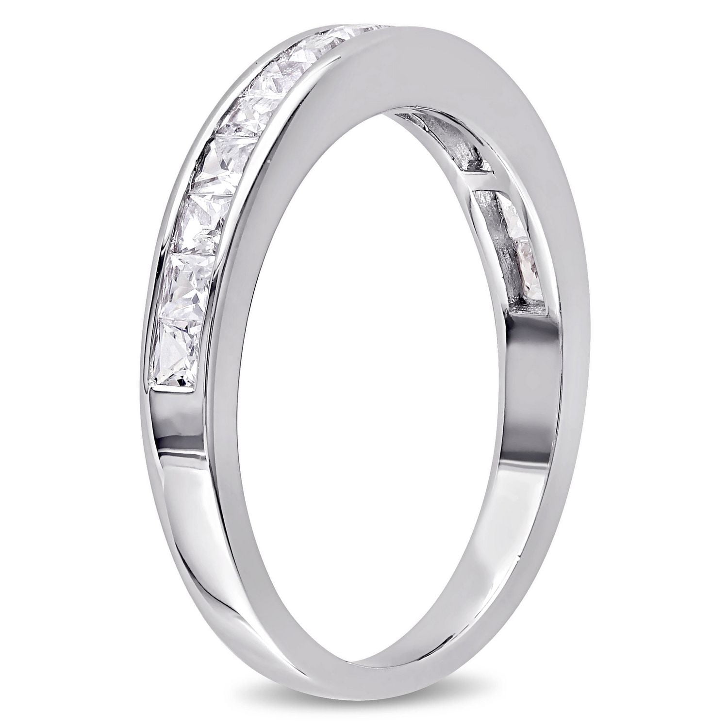 Bague de style éternité Miabella avec saphirs blancs synthétiques 0,75 CT PBT' en argent sterling