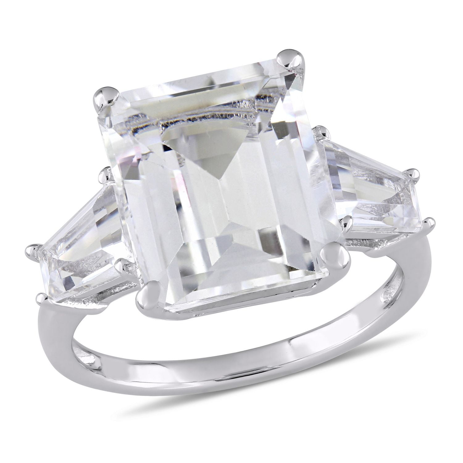 Miabella 8.88 Carat T.G.W. White Topaz Sterling Silver Multi-Cut Three-Stone Ring