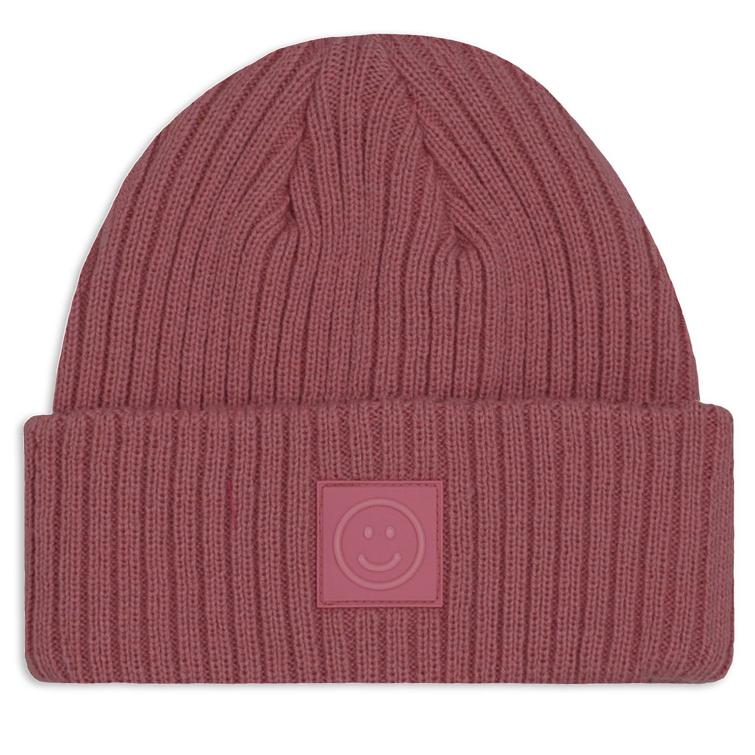 Hot Paws – Tuque en tricot côtelé pour fille avec revers et écusson sourire