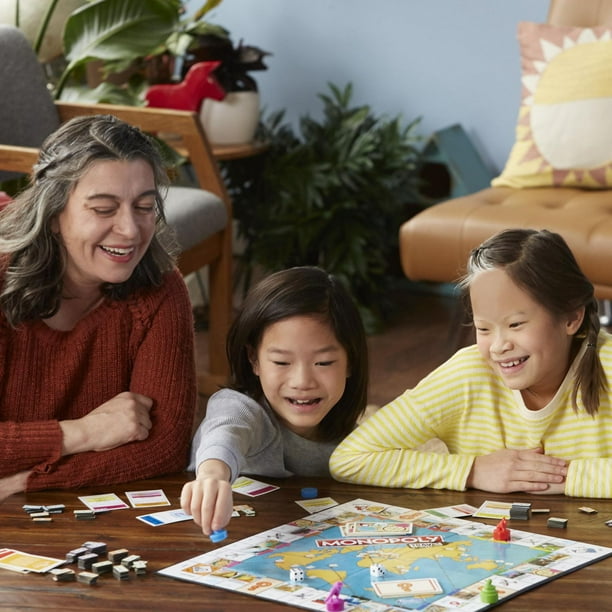 Monopoly Voyage autour du monde, jeu de societe, dès 8 ans bleu
