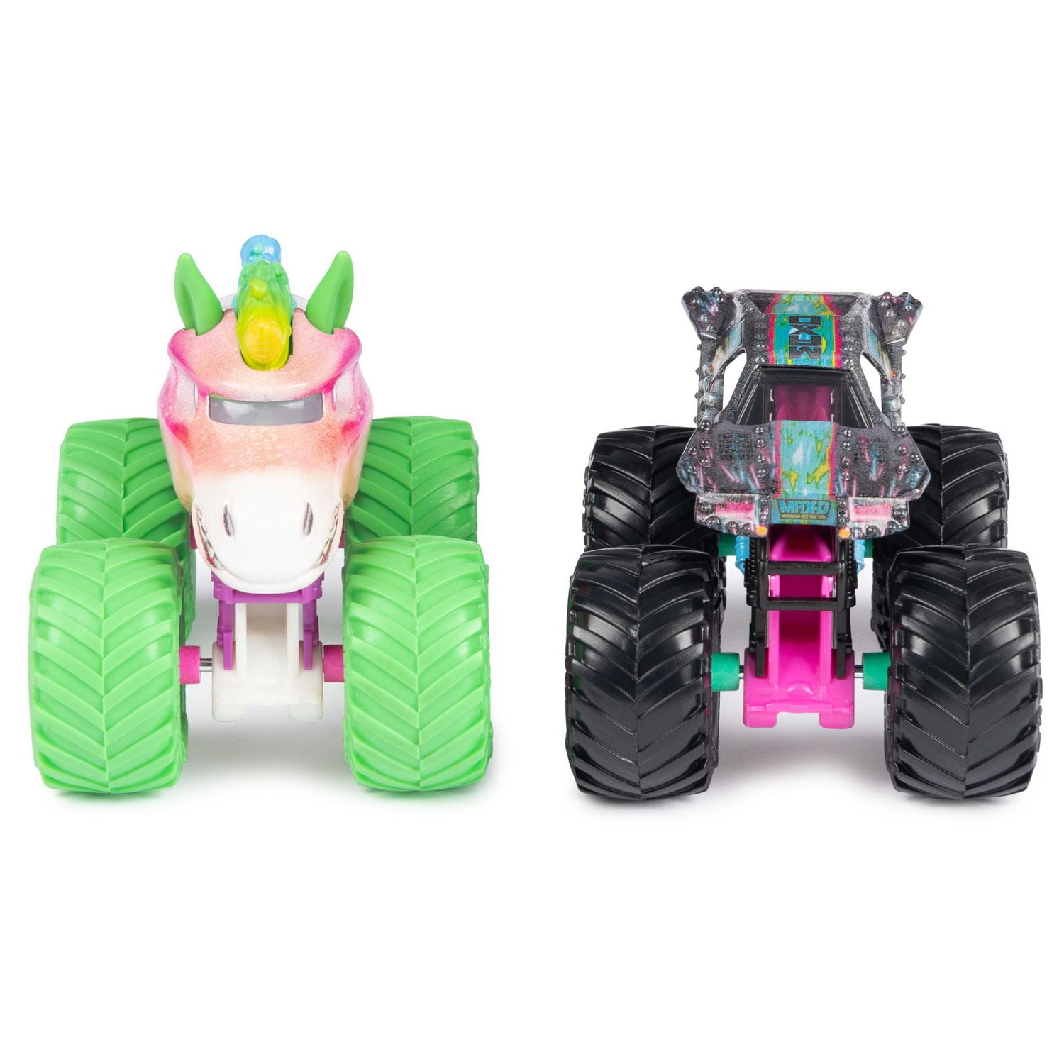 Monster Jam Official Nitro Neon Sparkle Smash Vs. Max D 1 64 Scale Die Cast Monster Trucks Kids Toys for Boys Ages 3 and up