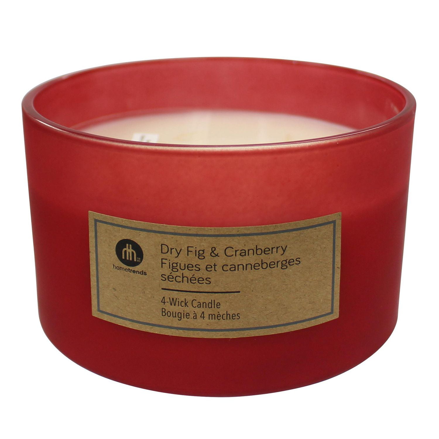 Hometrends 15oz DRY FIG & CRANBERRY Frosted Jar 4Wick Candle Walmart