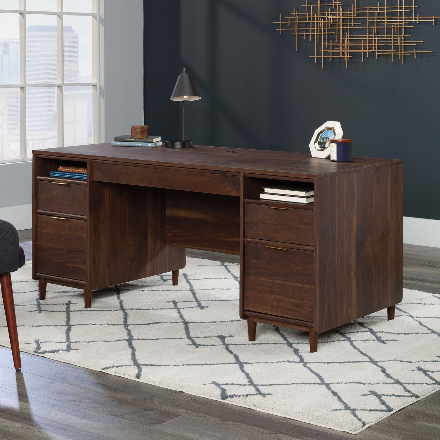 Sauder deals walnut desk