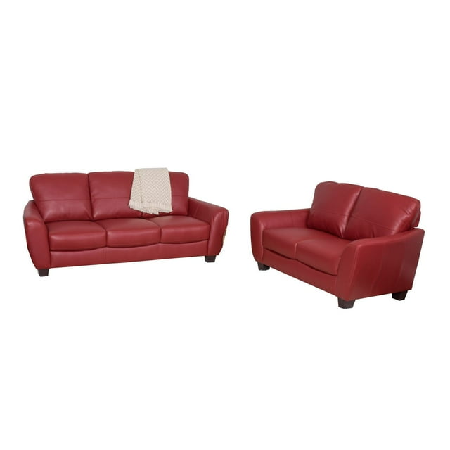 CorLiving Jazz Red Bonded Leather 2 Piece Sofa Set