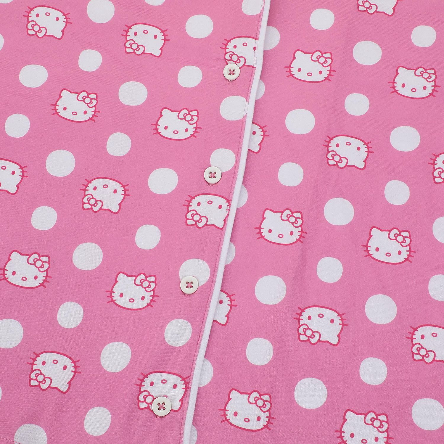 Women's Hello Kitty Pink  Button-Up Shirt & Shorts Sleep Set - Online Exclusive