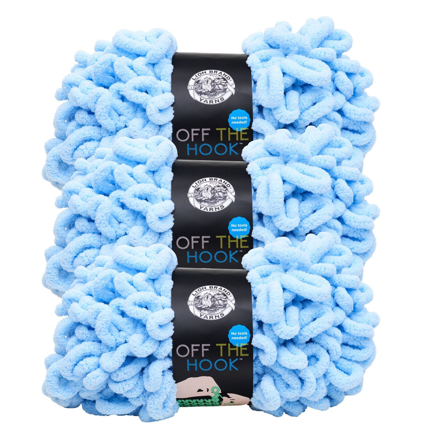 Lion Brand Yarn Off the Hook Made in Blue 3Pack 516105 Novelty Loop