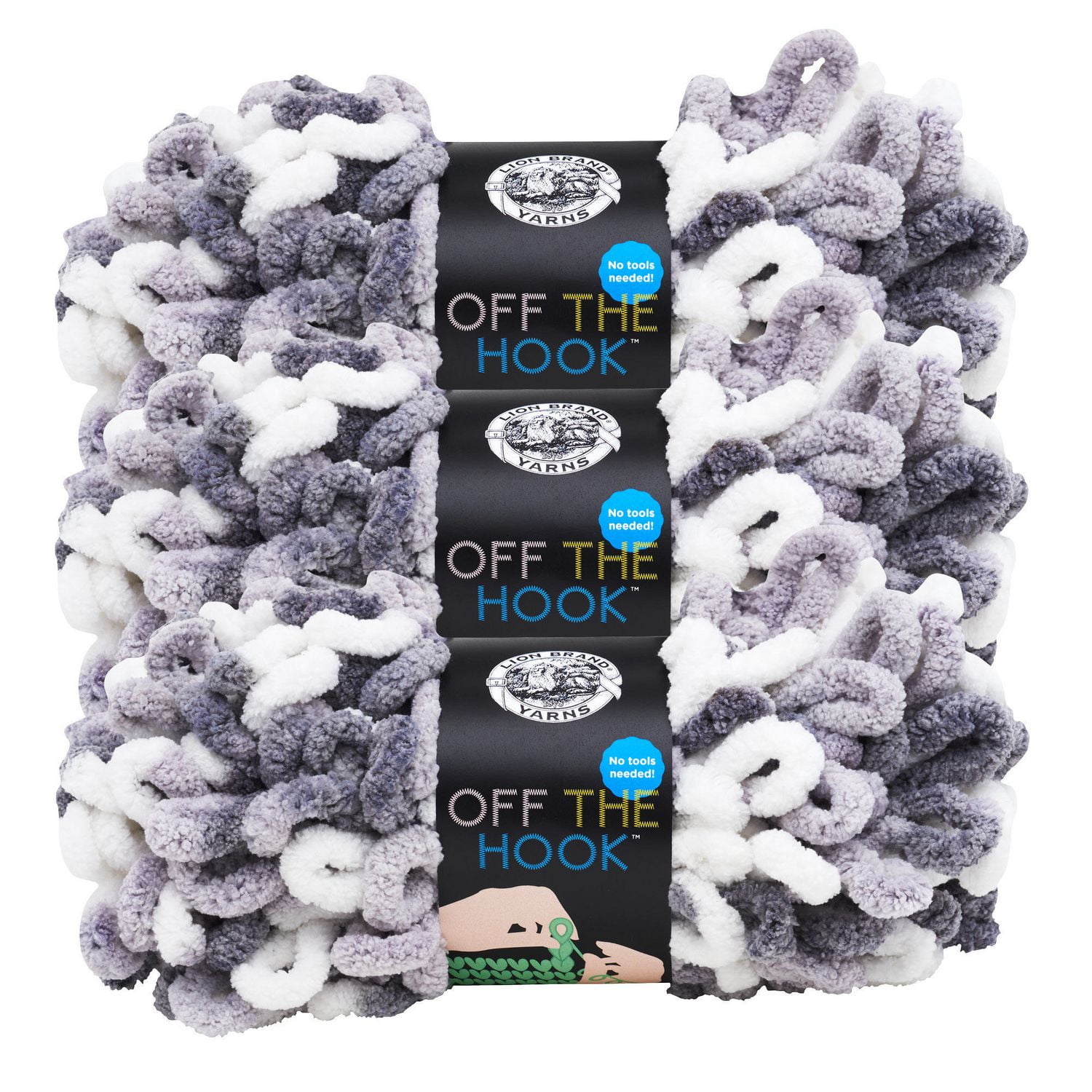 Lion Brand Yarn Off the Hook Misty Morning 3Pack 516202 Novelty Loop