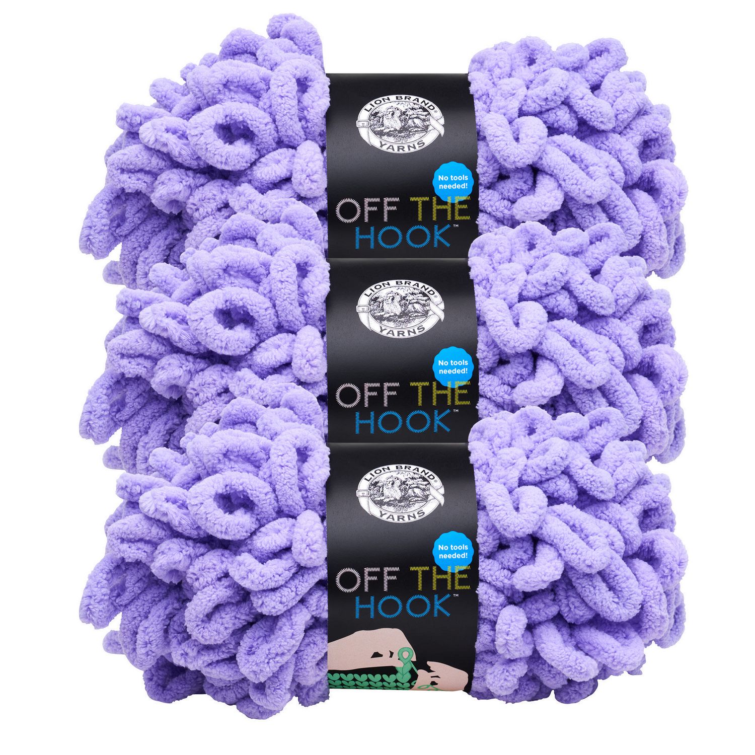 Lion Brand Yarn Off the Hook Purple Heart 3Pack 516146 Novelty Loop