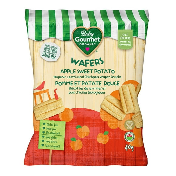 Baby Gourmet Organic Wafers Apple Sweet Potato, Organic Lentil & Chickpea Wafer Snacks - 40 g