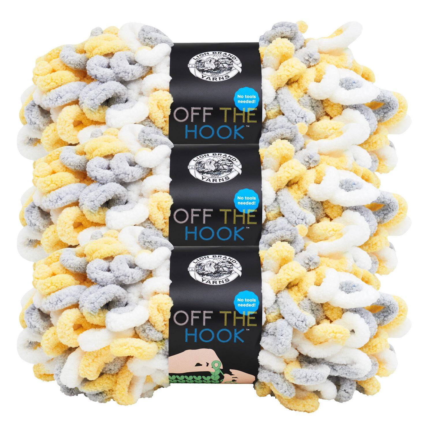 Lion Brand Yarn Off the Hook Lemon Drop 3Pack 516203 Novelty Loop