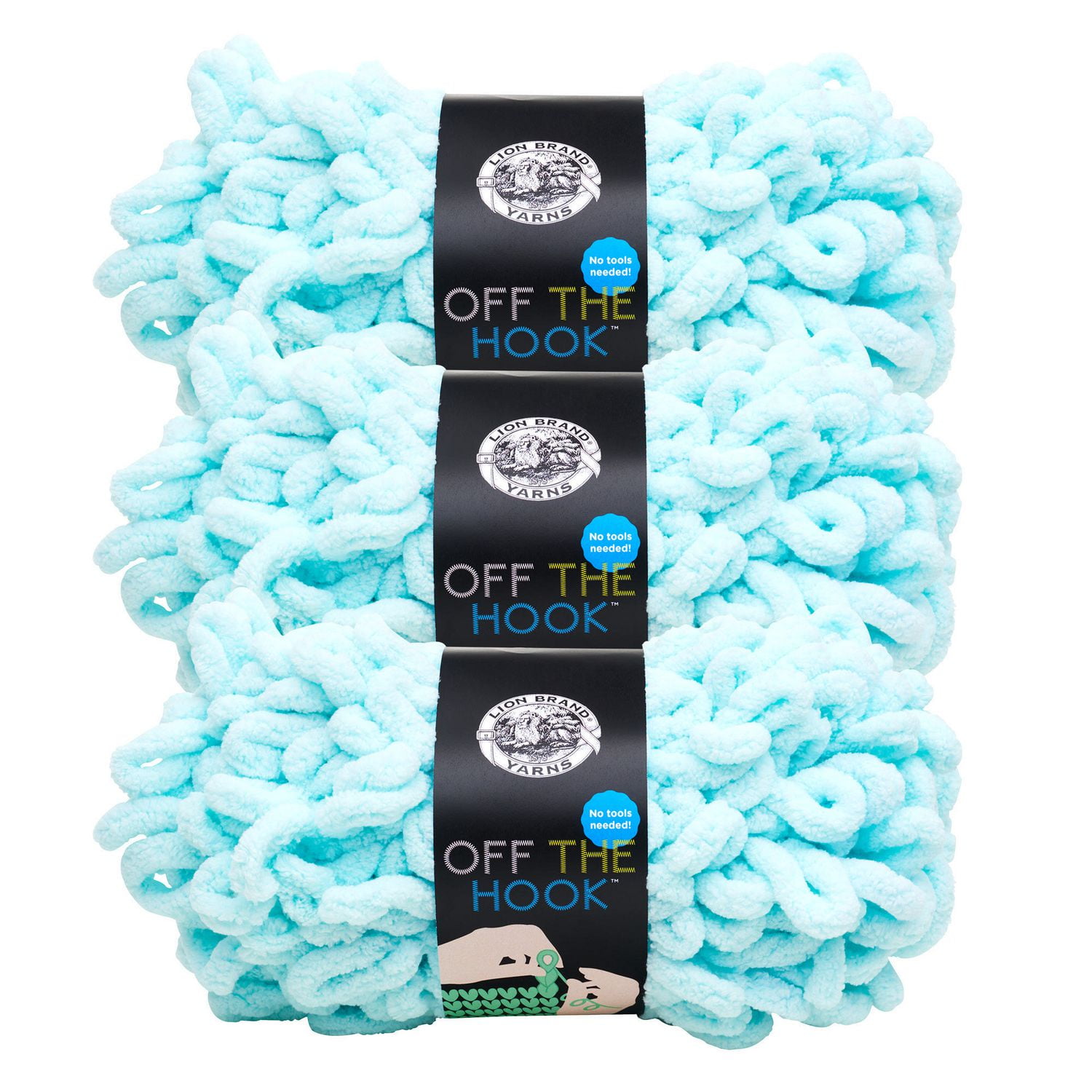 Lion Brand Yarn Off the Hook Seafoam 3Pack 516102 Novelty Loop Yarn