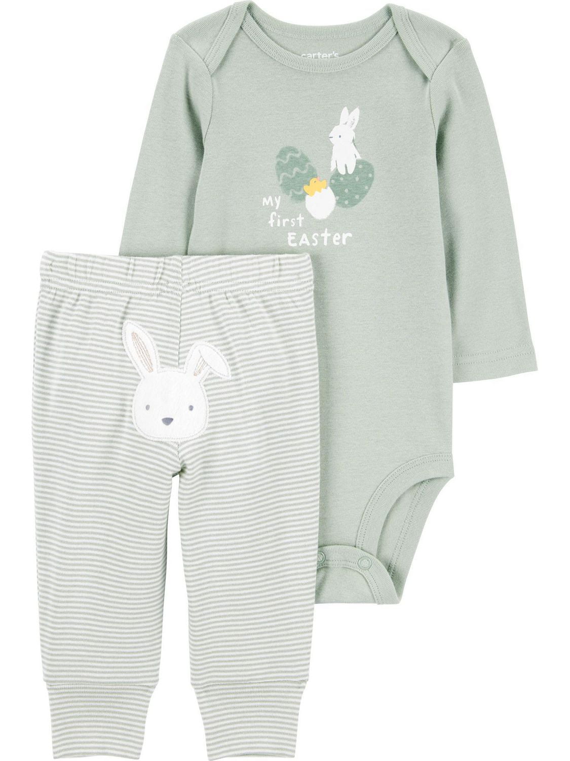 Carter's Child of Mine Baby Unisex Bodysuit Pant Set - Green My First Easter
