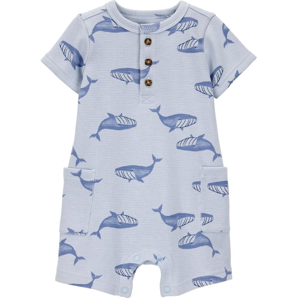 Barboteuse Bébé Carter's Motif Ancre Et Vichy Bleu - Taille 6 Mois, 100% Coton, Manches Courtes, Neuve Avec étiquette