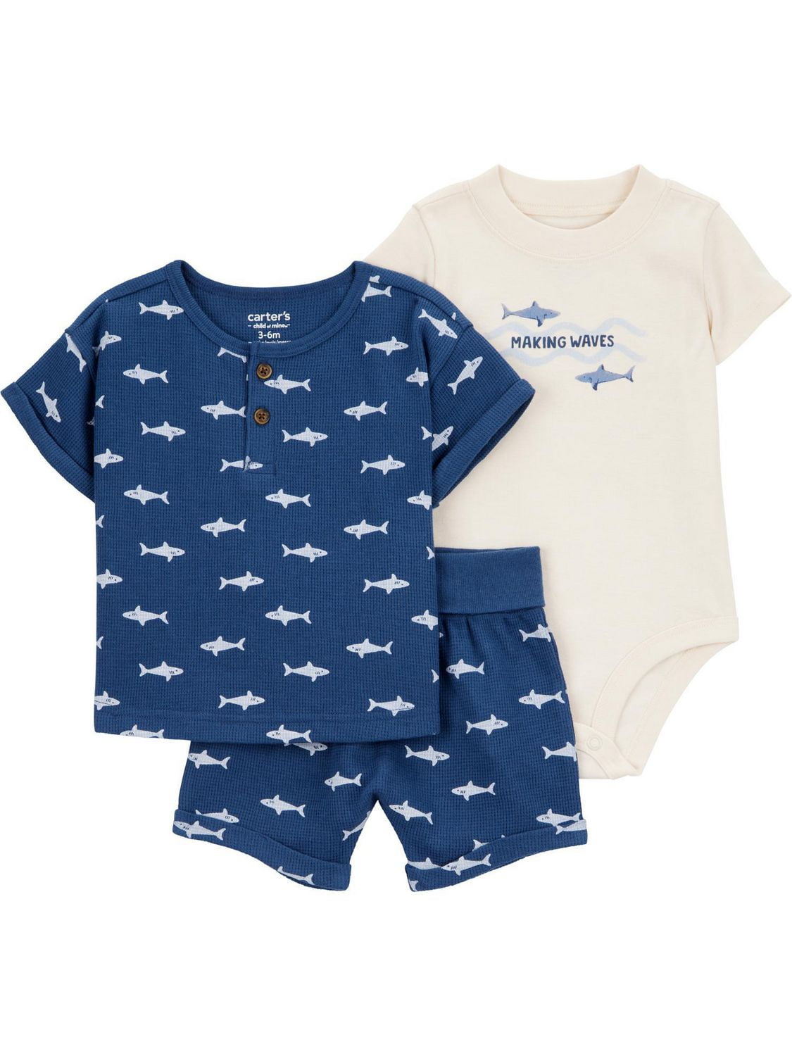 Carter's Child of Mine Baby Boys' Blue Shark Diaper Cover Set