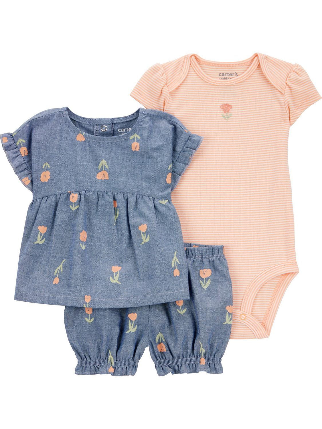 Carter's Child of Mine Baby Girls' Chambray Tulip Diaper Cover Set