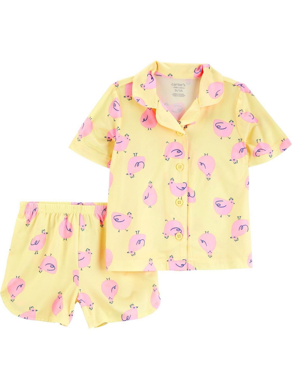 Carter's Child of Mine Baby and Toddler Girls' Yellow Chicken 2-Piece Pajama Set