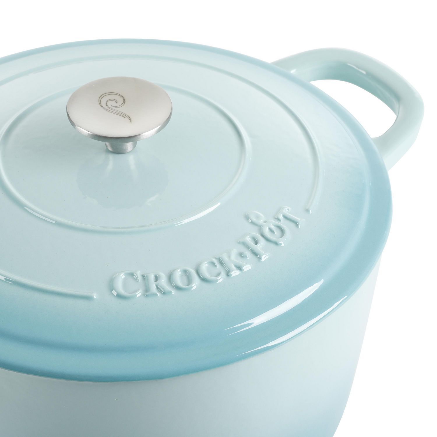 Crock Pot Zesty Flavors 7 Quart Round Cast Iron Dutch Oven in Sapphire Blue  - 9160688