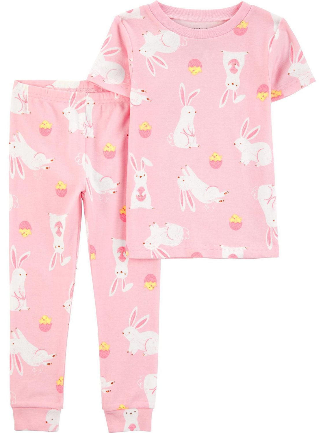 Carter's Child of Mine Baby and Toddler Girls' Pink Bunny 2-Piece Cotton Pajama Set