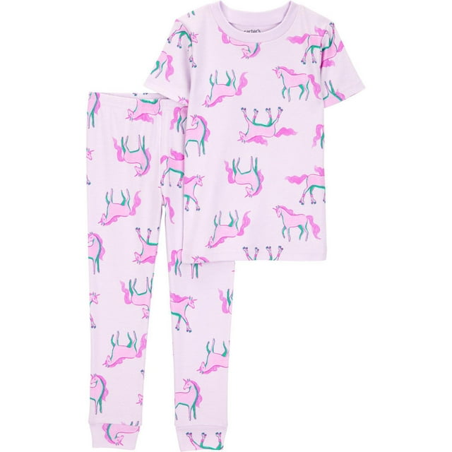 Carter's Child of Mine Baby and Toddler Girls' Unicorn 2-Piece Cotton Pajama Set