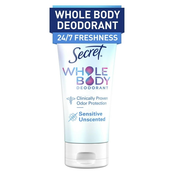 Secret Whole Body Aluminum Free Deodorant Invisible Cream Unscented, 85G