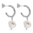 thumbnail image 1 of Quintessential Sterling Silver Hoop Stud with Fw Pearl, 1 of 1
