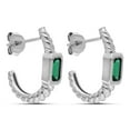thumbnail image 1 of QUINTESSENTIAL STERLING SILVER TWO TONE STUD WITH GREEN CZ EARRINGS, 1 of 1